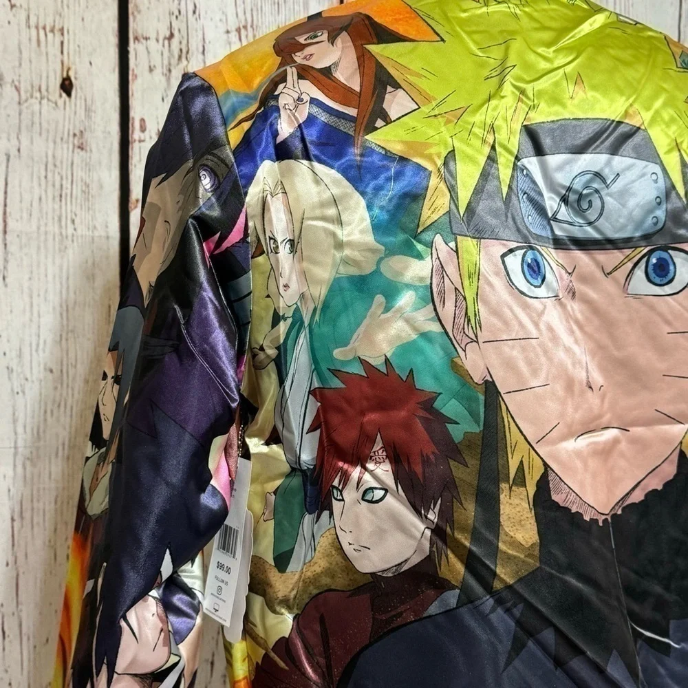 REASON CLOTHING BRAND X NARUTO SHIPPUDEN explosion satin Puffer Bomber jacket